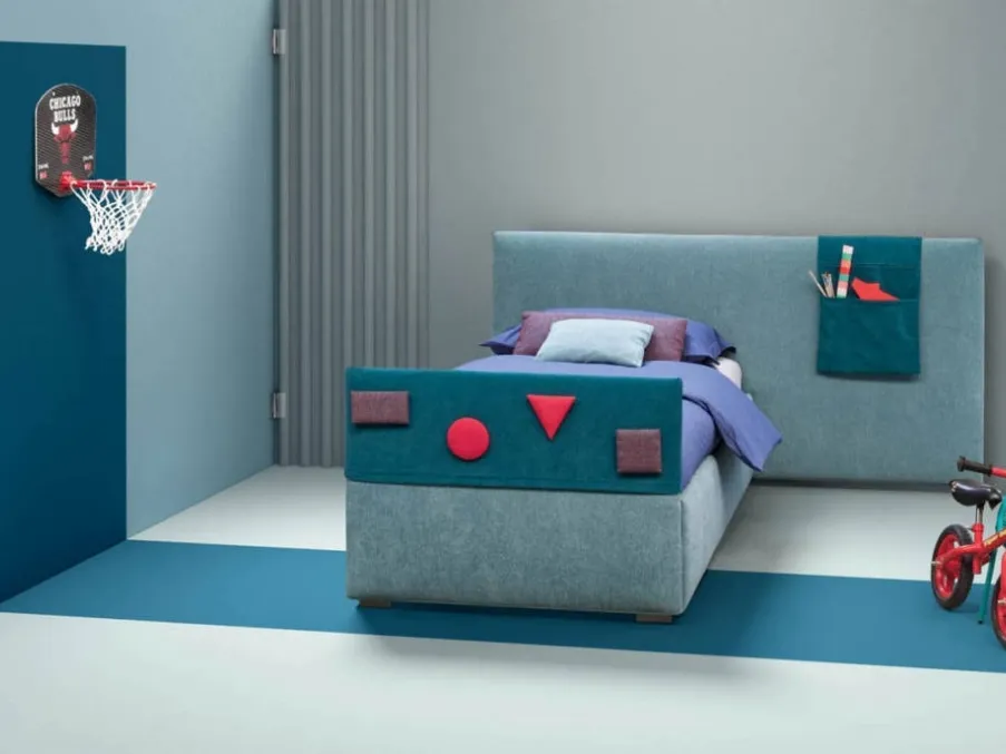 Letto singolo in tessuto con testiera e decorazioni Plain di Bside