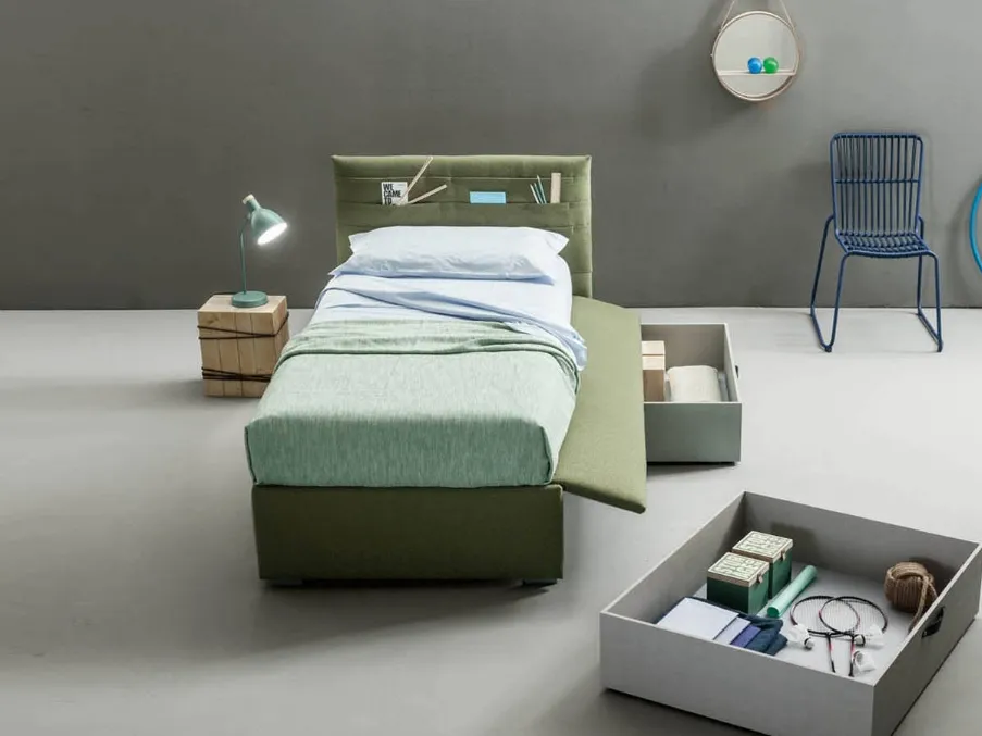 Letto singolo con cassetti contenitore Pocket di Bside